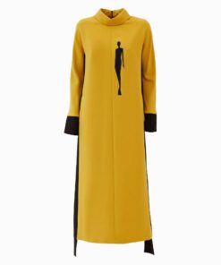 Embroidery Mustard A line Dress Oa3