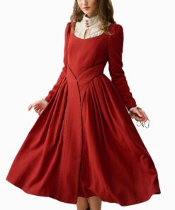 Crimson Ember Wool Dress Oa12