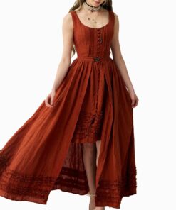 Ember Bloom Corset Linen Dress Oa16