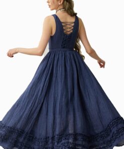Midnight Grace Corset Linen Dress Oa9